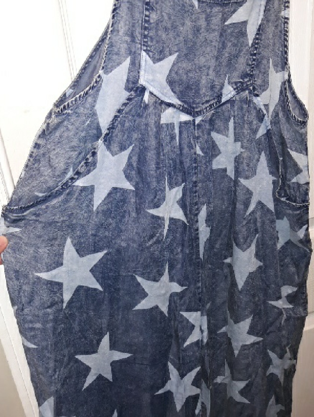 ee:some vintage lightweight  oversized mineral blue/white star pattern overall - Picture 9 of 15